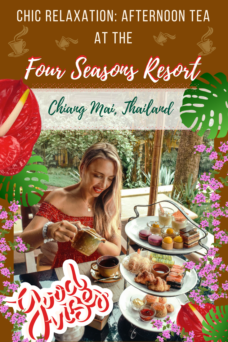 Discover an epic Chic Relaxation in Chiang Mai Thailand in a form of an Afternoon Tea at the Four Seasons Resort Chiang Mai. Tea drinking traditions in Asia are possibly the best in the world so Four Seasons is giving a nice and delicious insight into that. If you’re a foodie, this is one of the best things to do in Chiang Mai. #fourseasons #chiangmai #thailand #hightea
